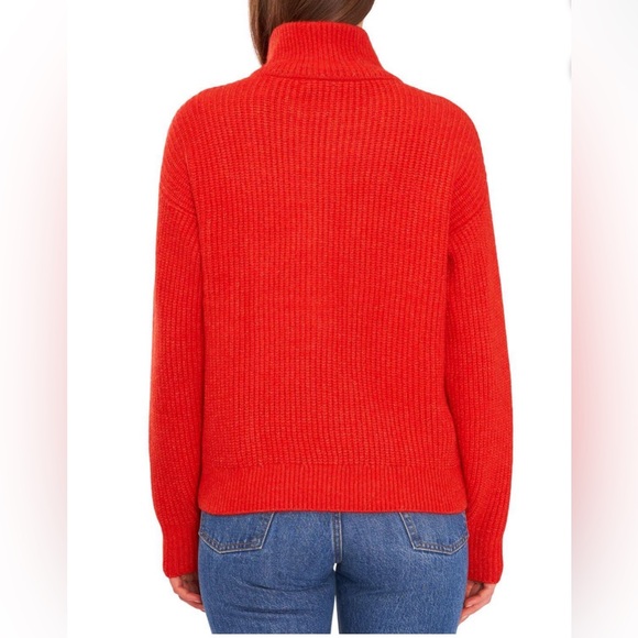 Vince Camuto Women’s Half Zip Pullover Ribbed Knit Sweater, Size L, Color Red m. - Picture 2 of 9